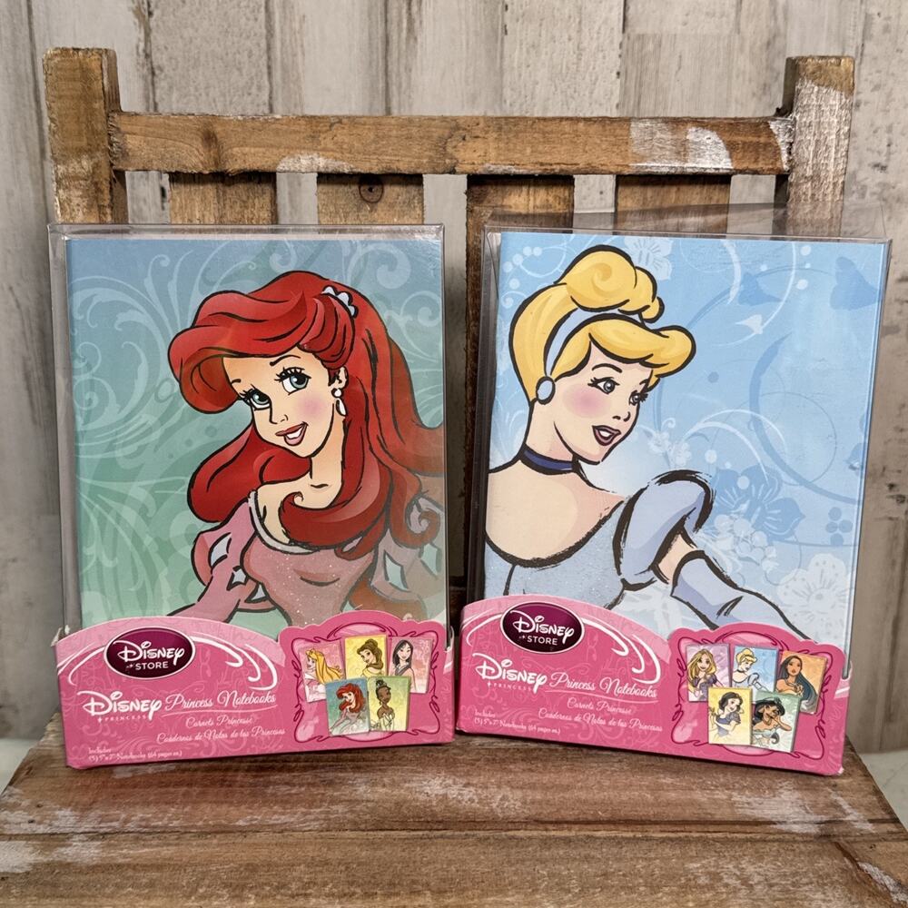Vintage Disney Store Set Of 10 Mini Princess Journals With Glitter Accents New